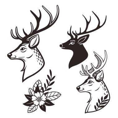 vektör çizilmiş geyik kümesi.