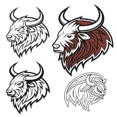 Boğa başlı logo şablonu vektörü