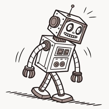robot el çizimi vektör illüstrasyonu