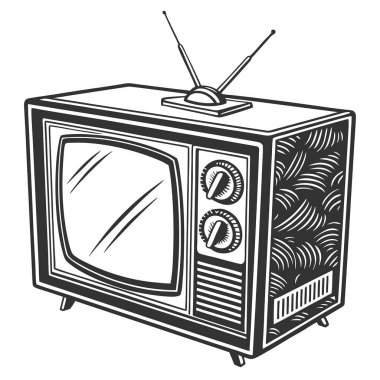 Eski bir televizyon ikonu. Klasik el çizimi