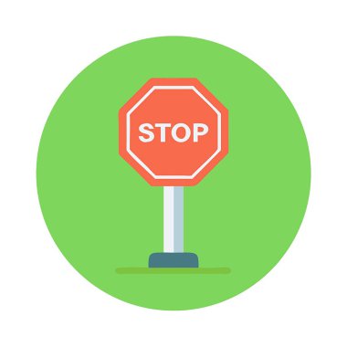 Yeşil arkaplanda dur işaretinin vektör illüstrasyonu.