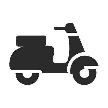 Scooter vektör simgesi. Beyaz arkaplanda izole edilmiş düz bir biçim.