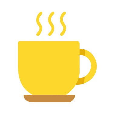 kahve kupası simgesi düz tasarım vektör çizimi beyaz arkaplanda izole