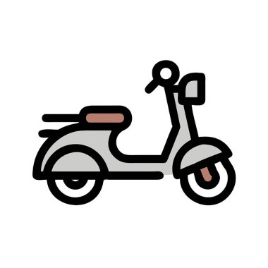 Scooter ikonu. İnce çizgi tasarımı. vektör illüstrasyonu.