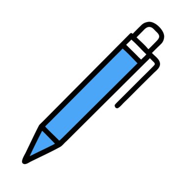 kalem vektör simgesi. style vektör bicolor düz simge sembolü, mavi ve gri renkler, yuvarlak açılar, beyaz