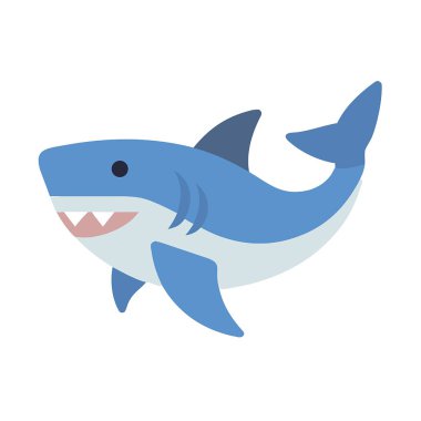 deniz köpekbalığı vektör çizimi, köpekbalığı hayvan karakter tasarımı