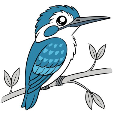 mavi kuş dal çiziminde
