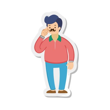 Sıradan giyinmiş çizgi film adamı.