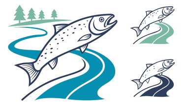 Balık logosu şablonu vektör resimleme tasarımı