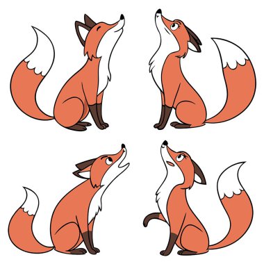 kırmızı ve beyaz tilki vektör kümesi