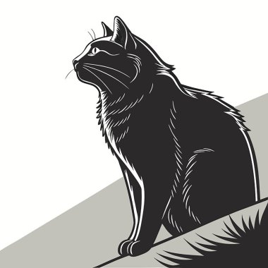 beyaz arkaplan vektör illüstrasyonunda kedi silueti