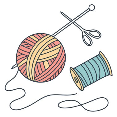 Örgü ipliği ve iğne.