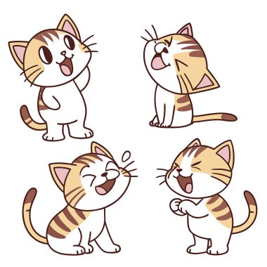 kedi çizgi film karakter kümesi vektörü
