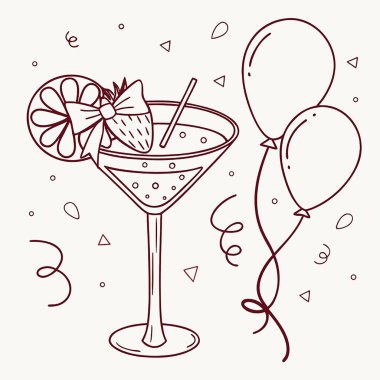 Balonlarla el çizimi kokteyller