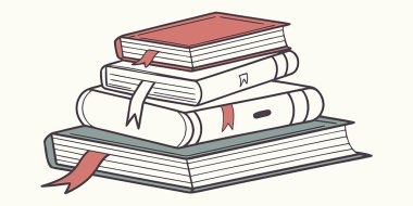 Beyaz arkaplanda izole kitap ve kitap yığını