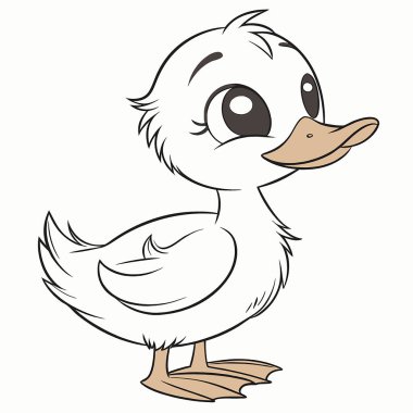 Küçük şirin ördek çizgi film karakterinin vektör çizimi