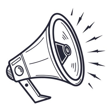 El çizimi megafon ikonu, vektör çizimi. siyah özet biçimi.