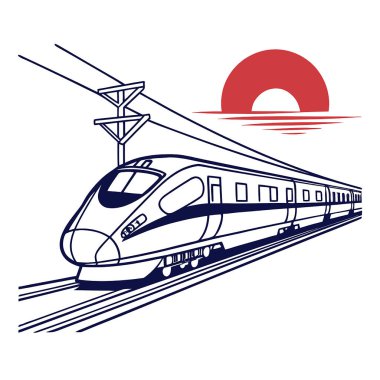 Kırmızı trenli bir tren. vektör illüstrasyonu.