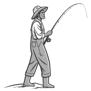 Şapkalı ve balıklı balıkçı.