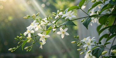 Ağaç dalında beyaz çiçekler