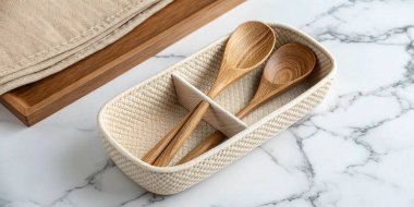 Eko sıfır atık kavramı, sürdürülebilir yaşam tarzı kavramı. Çevre dostu plastik alışveriş torbaları ahşap mutfak masasında, üst manzara.