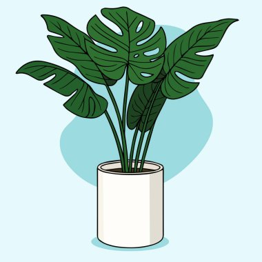 Monstera Houseplant Logo Vektör Görüntüsü
