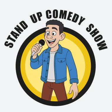 Stand Up Komedi Gösterisi Logosu Çizgi Filmi