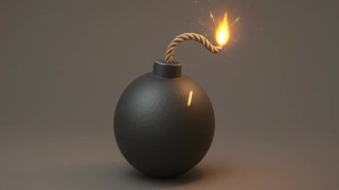 Yanan fitili olan çizgi film bombası.