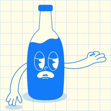 Kayıtsızlık ve kayıtsızlığı sembolize eden, şebeke arka planına karşı kayıtsız bir yüz ifadesi ve el hareketi olan mavi şişe çizgi film karakteri. Bu görüntü gelişigüzel ve kaprisli bir havayı ifade etmek için mükemmel, projelerin biraz mırıldanmaya ihtiyacı var.