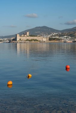 Bodrum, Mugla, Türkiye 'de deniz manzarası. 21 Nisan 2021