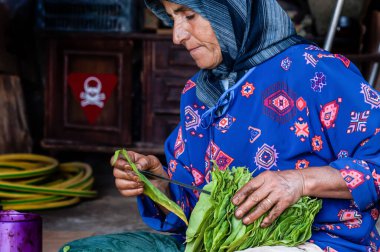 Tyre, Lübnan 'da kıdemli bir kadın. 16 Temmuz 2019