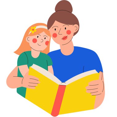 Anne kızına bir kitap okur. Ailenle evde vakit geçir. Bir kadının kucağında oturan, birlikte kitap okuyan bir kız. Ev aktivitelerinin gösterimi.