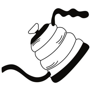 Karalama tarzında bir saksı. Menü için simge koleksiyonu, kahve dükkanı.