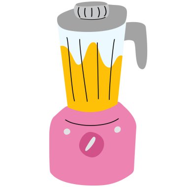 Vektör el blenderda meyve püresi çizdi. Mikserde ya da blender 'da meyve püresi. Titriyor, sağlıklı meyve sularından arınma kokteylleri hazırlıyor..