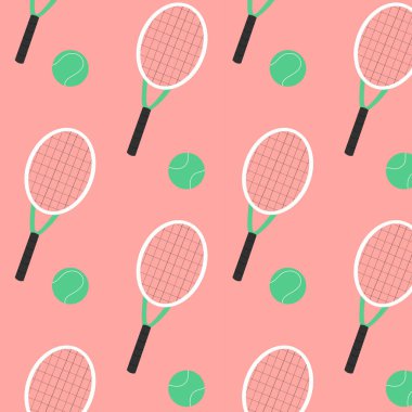Tenis raketi ve topla kusursuz desen. Tenis Turnuvası için şablon. Tenis Arkaplanı