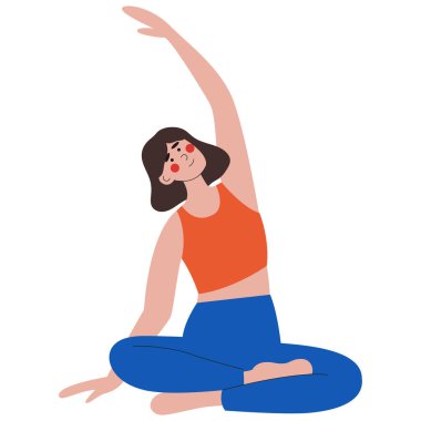 Yoga egzersizi yapan bir kadın. Uluslararası yoga günü. Ulusal yoga günü broşürü, poster.