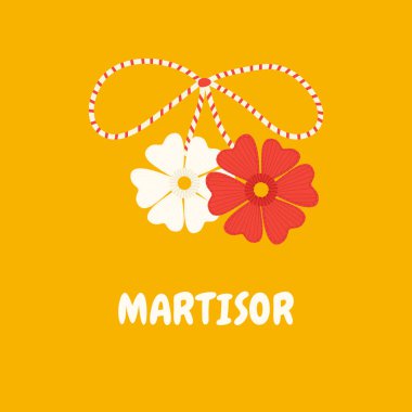 Martisor tılsımı, bayram için geleneksel aksesuar. Martenitsa. Baba Marta Günü, büyükanne Marta Günü. Merhaba bahar..