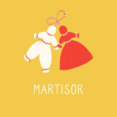 Martisor tılsımı, bayram için geleneksel aksesuar. Martenitsa. Baba Marta Günü, büyükanne Marta Günü. Merhaba bahar..
