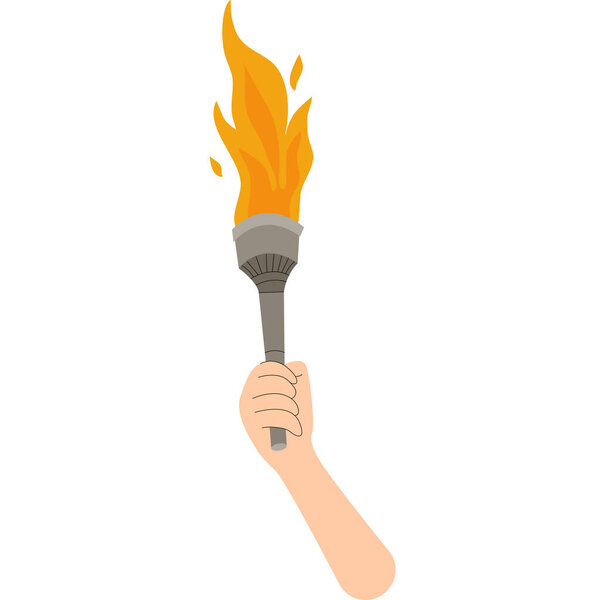 Hand holding torch. Championship icon,Symbol of victory. Champion's torch