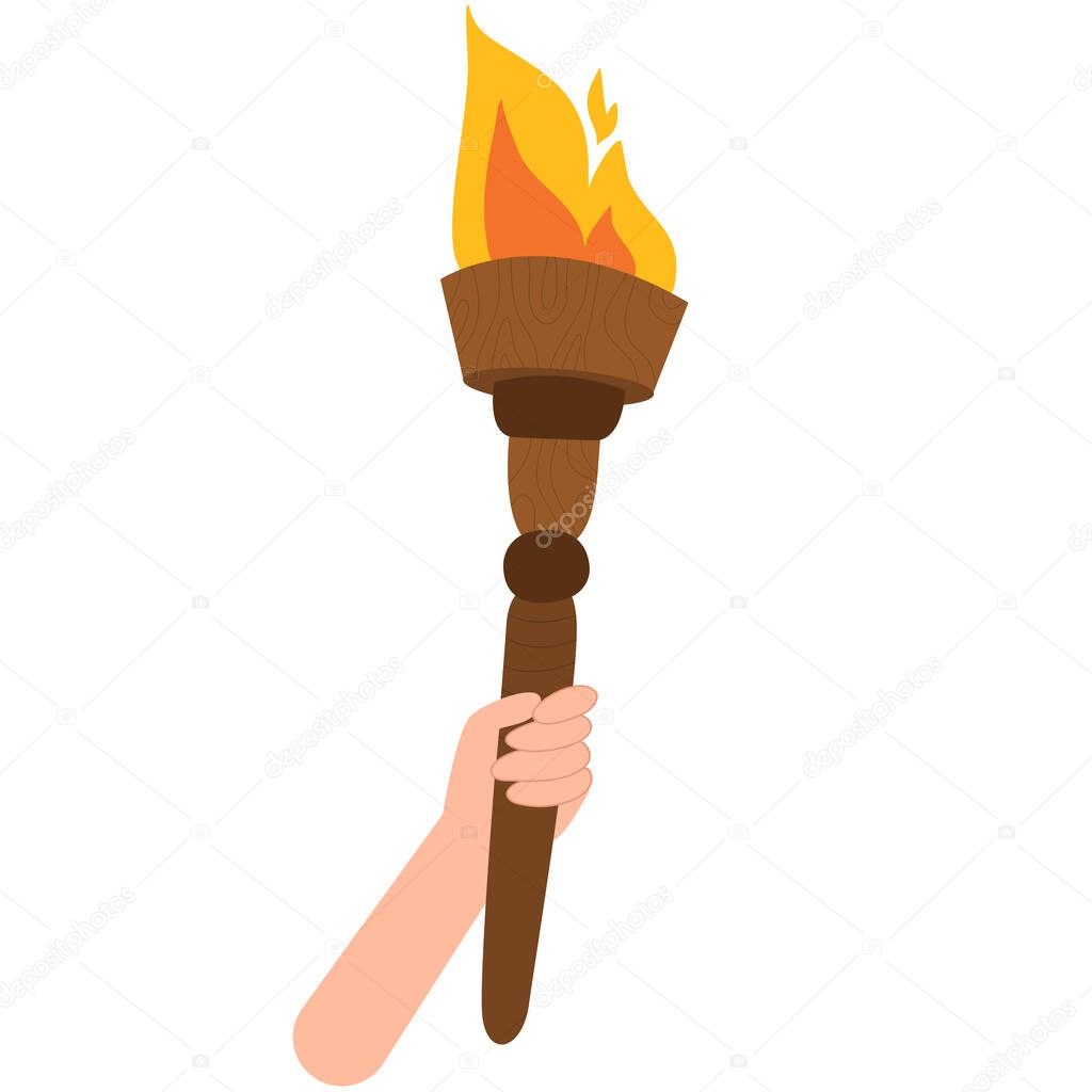 Hand holding torch. Championship icon,Symbol of victory. Champion's torch