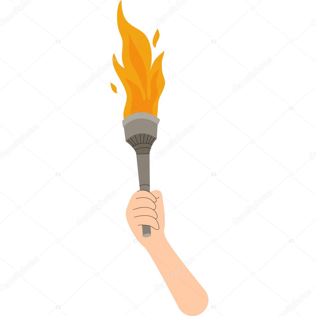 Hand holding torch. Championship icon,Symbol of victory. Champion's torch