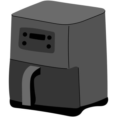 Modern klima mutfak aletleri. Açık sepetli modern bir fritöz tasviri. Sağlıklı yemek pişirme, mutfak aletleri ve alet tasarımı projeleri için ideal..