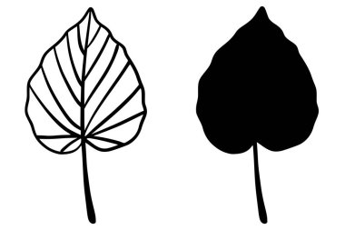 Hem silueti hem de özeti olan minimalist siyah yaprak çizimi. Basit doğrusal ve botanik tasarım, doğa temaları, dövmeler, eko markalaşma, logolar için mükemmel..