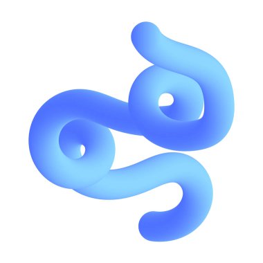 3d çizgi Soyut mavi girdap borusu şekli.