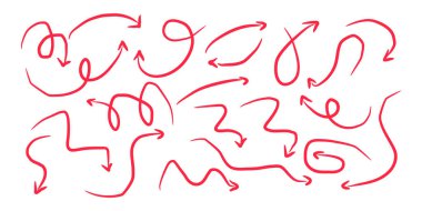 El çizimi kırmızı oklar koleksiyonu.