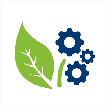 Şekil verilmiş yeşil bir yaprak ve dişli..