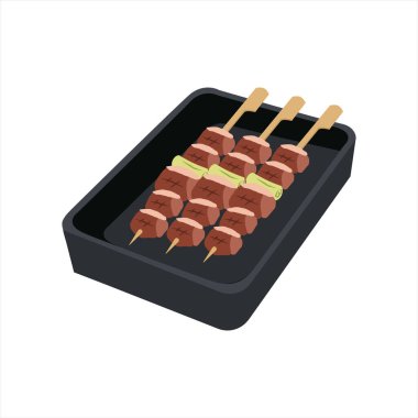 İmaj, siyah tepside kızarmış etle şiş et.