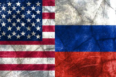 Grunge, Amerika Birleşik Devletleri ve Rusya 'nın bayraklarını yan yana gösteren bir görüntü çizdi. Uluslararası ilişkileri temsil ediyor.