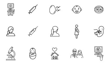 Doğurganlığı, hamileliği ve bebekleri temsil eden doğrusal simgelerden oluşan bir ızgara..