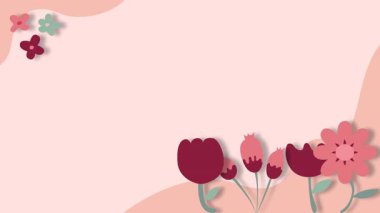 Pastel ve Pembe Arkaplan Çiçekleri 'nin yer aldığı Anneler Günü. 4k Canlandırma
